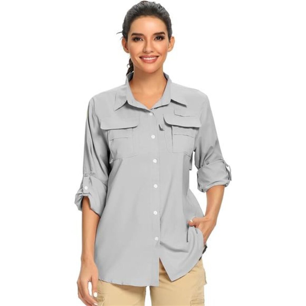 50+ UV Sun Protection Safari Shirt, Long Sleeve Outdoor Cool Quick